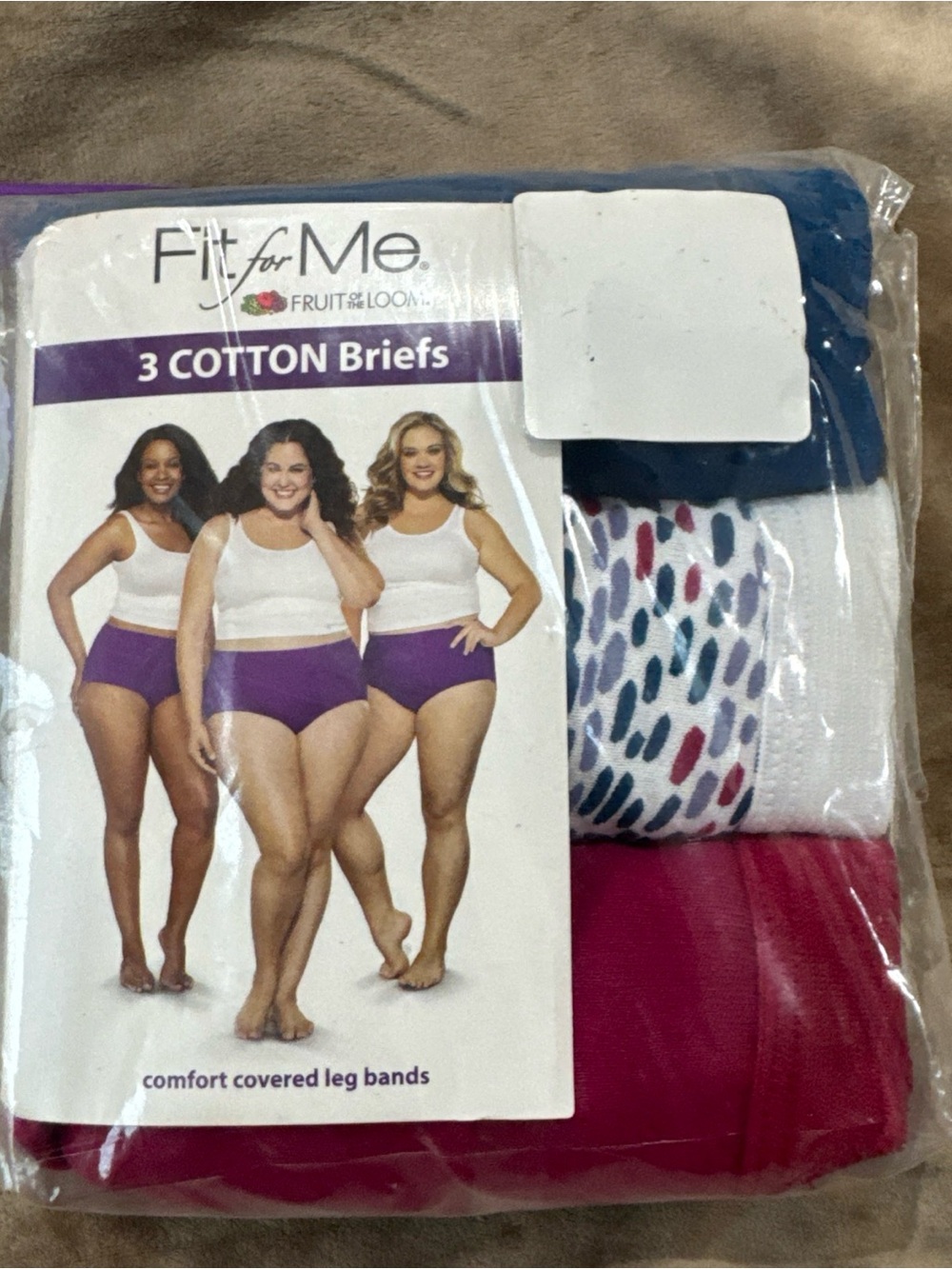 2 packs of 3 Fruit of the Loom Women's Briefs 3-Pack in Purple, Blue, White